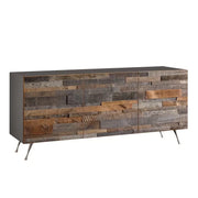 Madia 3 ante contemporanea legno mosaico gambe acciaio 189x47x80 (302) - Mobili 2G