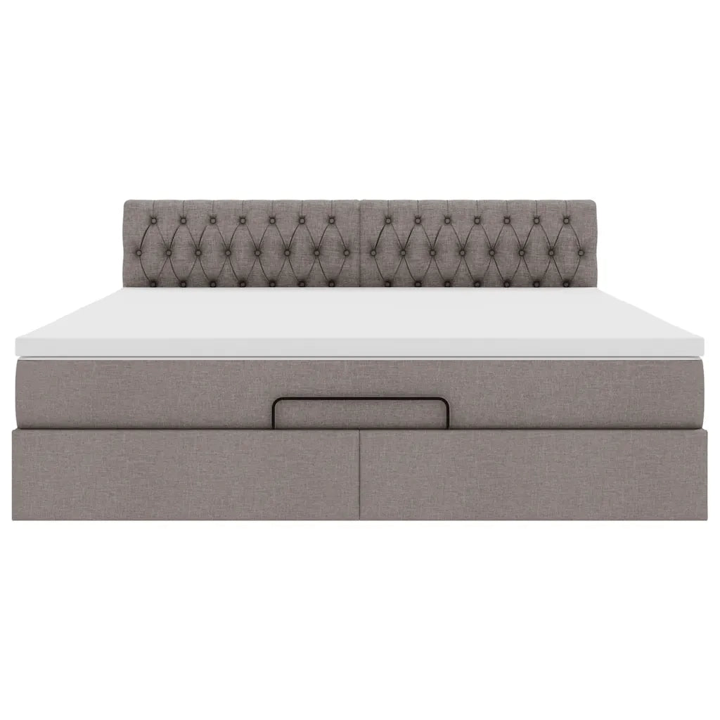 Struttura Letto Pouf con Materasso Tortora 180x200cm in Tessuto 3311564