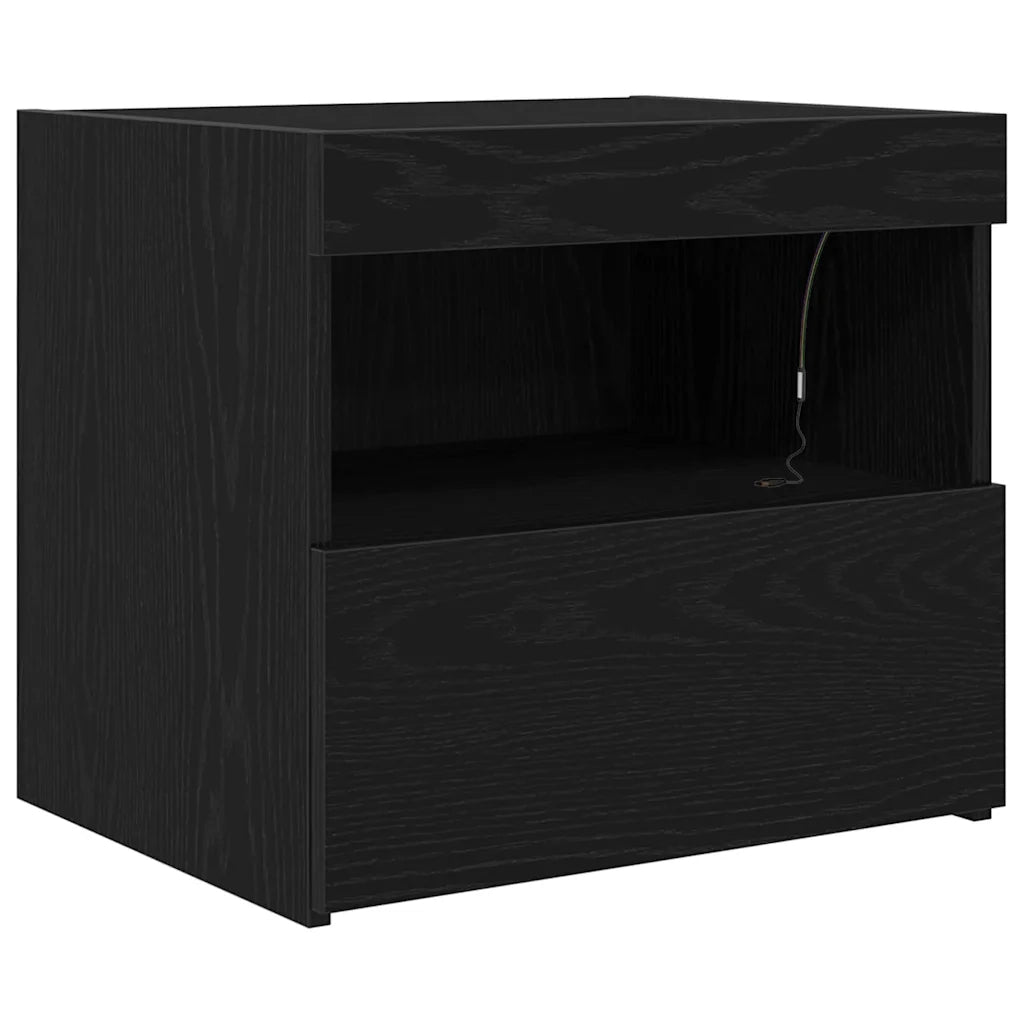 Set di 2 Comodini | Armadio da Notte | Mobiletto da notte con cassetto Rovere Nero 50 x 40 x 45 cm