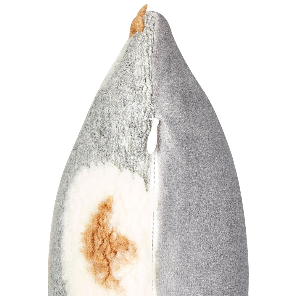 Set di 2 cuscini in cotone ricamati con motivo a pecorelle grigio 45 x 45 cm morbida imbottitura