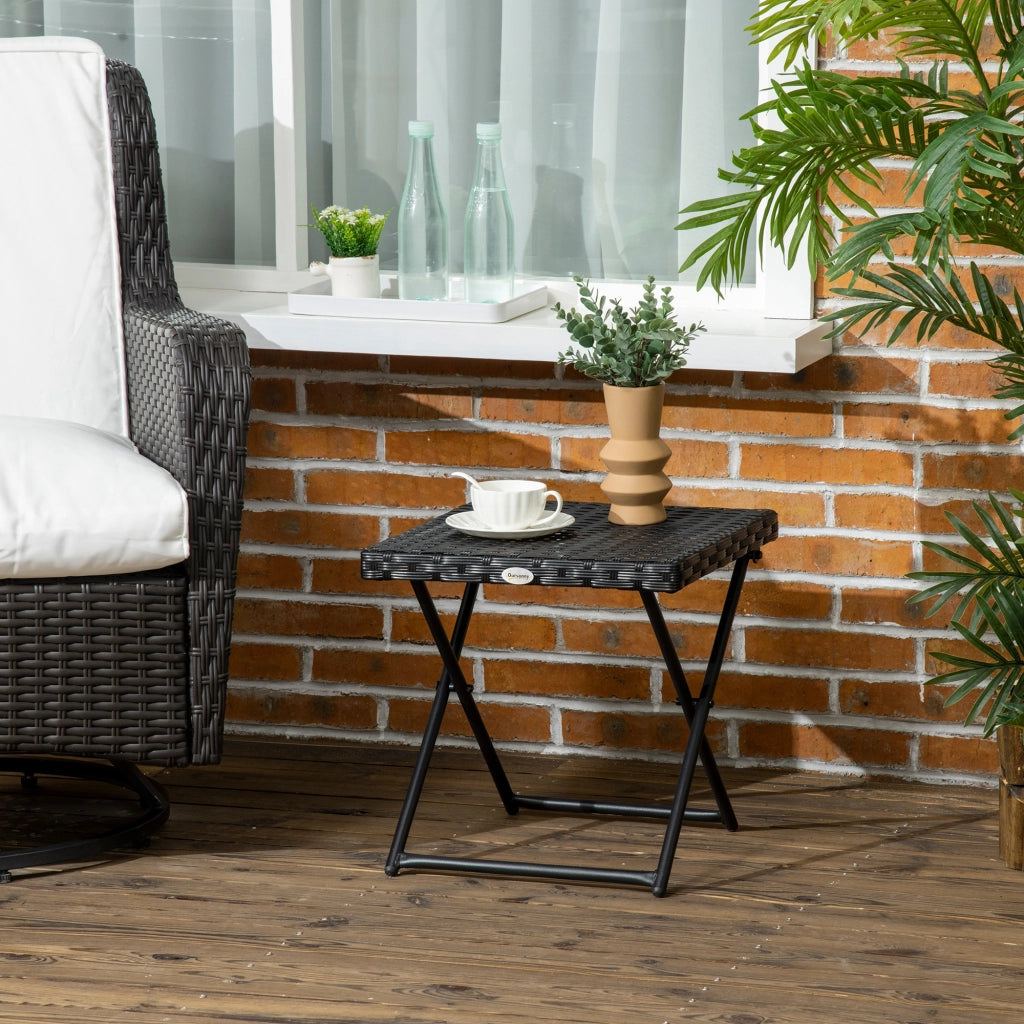 Tavolino da balcone in polyrattan, pieghevole ¨C zephmum ¨C Nero, 40x40x40 cm