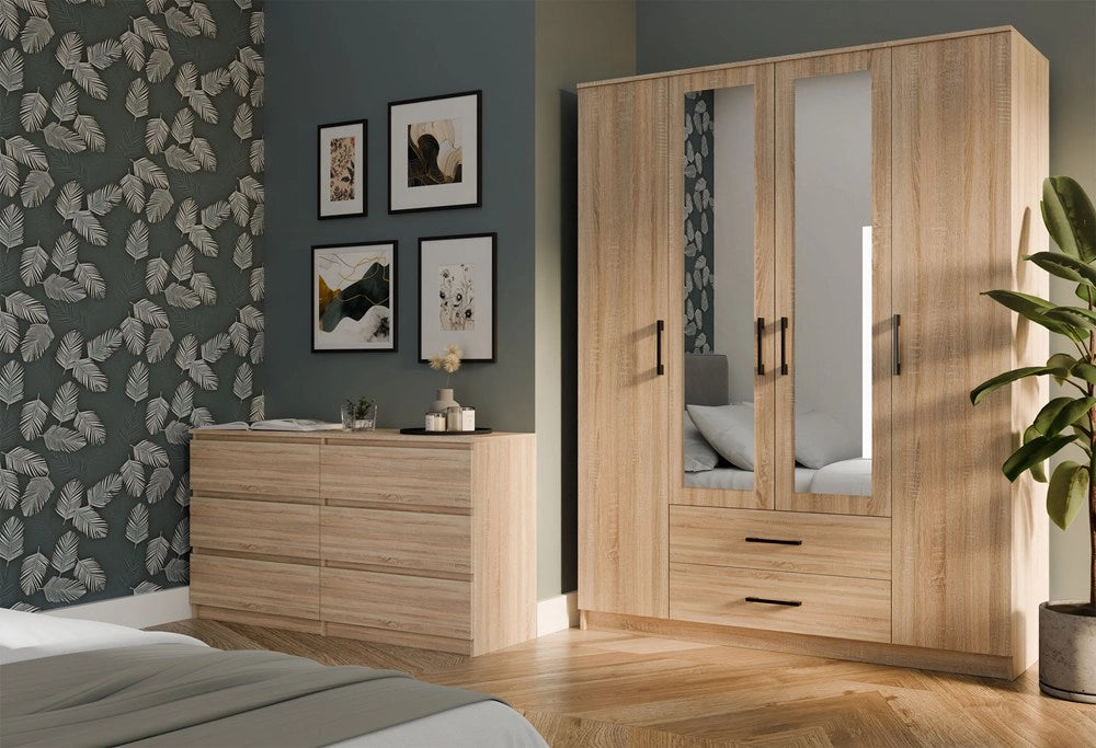 Armadio ROMANA 160 con specchio rovere sonoma guardaroba
