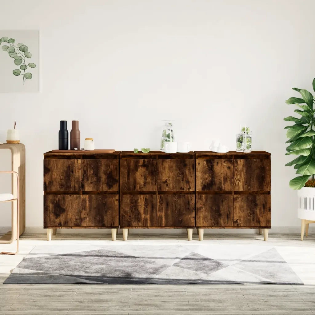 Credenze 3pz Rovere Fumo 60x35x70 cm in Legno Multistratocod mxl 77433