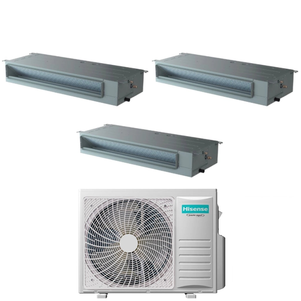 Climatizzatore Condizionatore Hisense Trial Split Inverter Canalizzato Canalizzabile 12+12+12 con 3AMW72U4RJC R-32 Wi-Fi Optional 12000+12000+12000 Con Telecomando di Serie