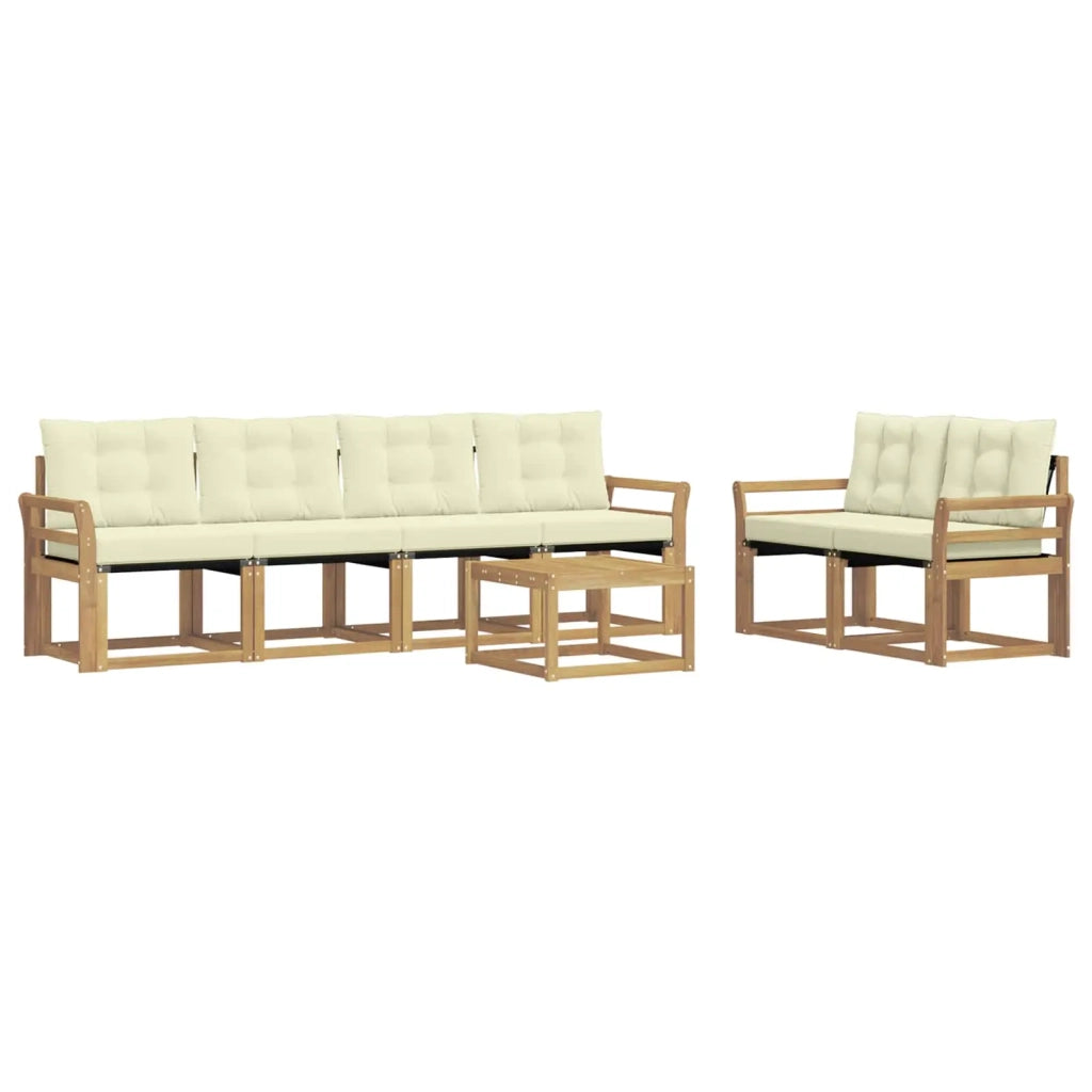 Set di divani da esterno 7 pz Bianco e Crema 3389236