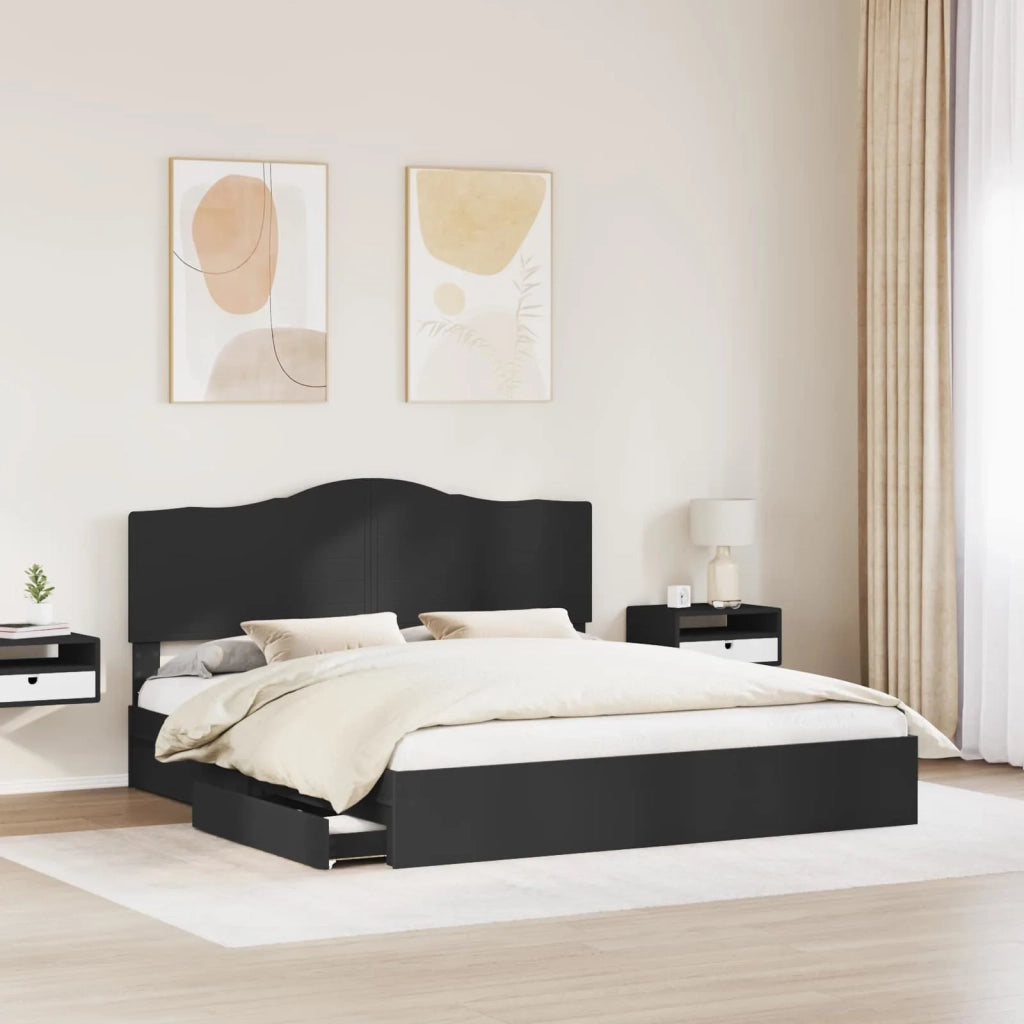 Letto con Contenitore Nero 200 x 200 cm Legno multistrato
