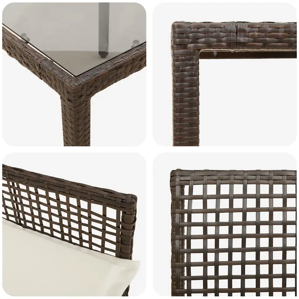 Set da Pranzo per Giardino 7 pcs Marrone polyrattan 3334866