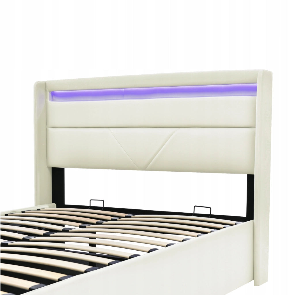 Letto matrimoniale 160x200 - Xylo - Bianco con LED e materasso incluso