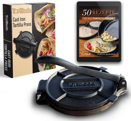 Tortillapers, in ghisa, con ricette e manuale d'istruzioni (potenzialmente non disponibile in italiano), 20cm