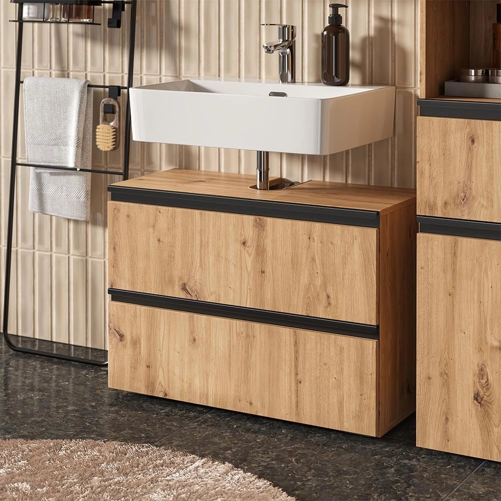Mobile sottolavabo per bagno Torren, Artigiano, 80 x 58 cm con 2 cassetti