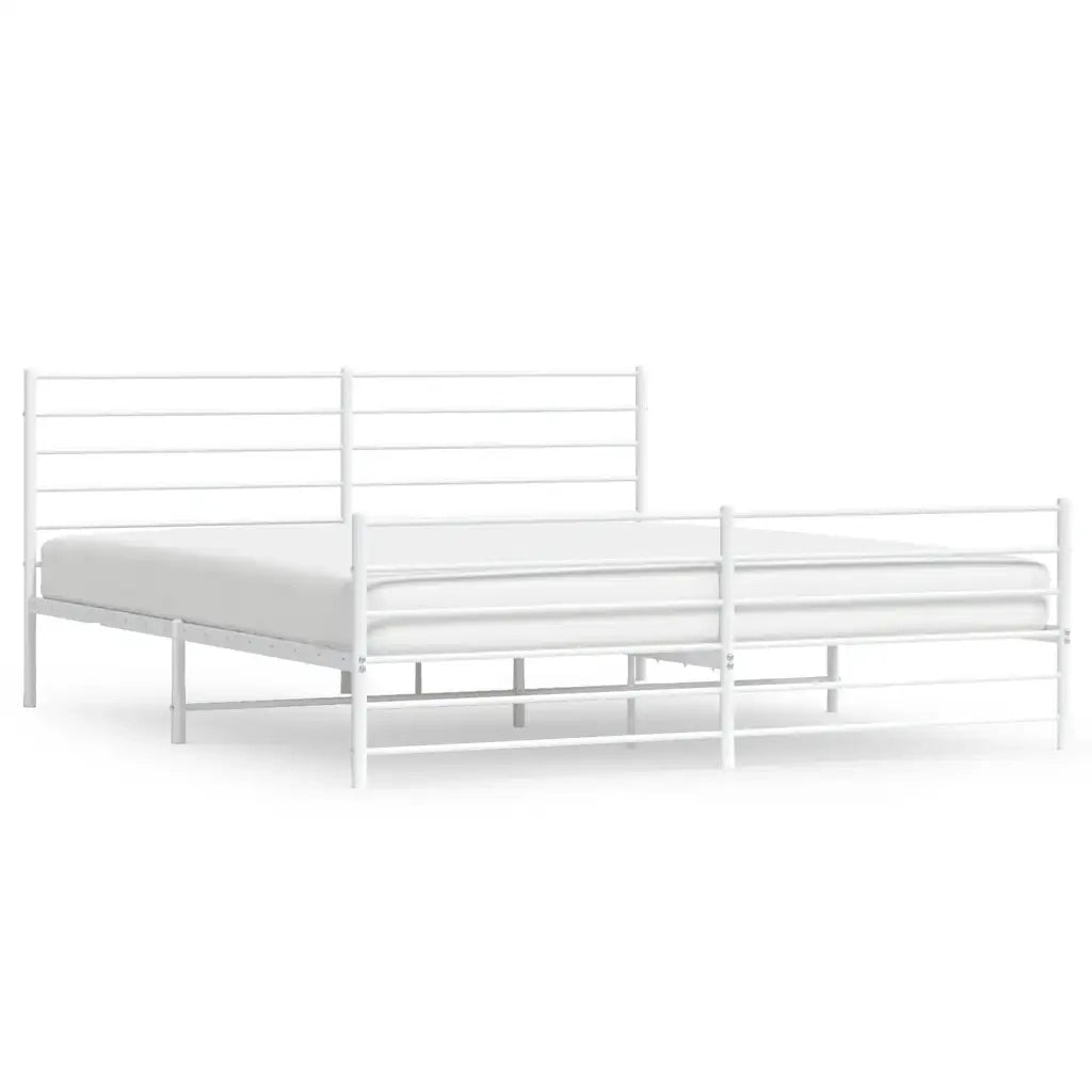 Giroletto con Testiera e Pediera-Struttura Letto Metallo Bianco 193x203 cm 553795