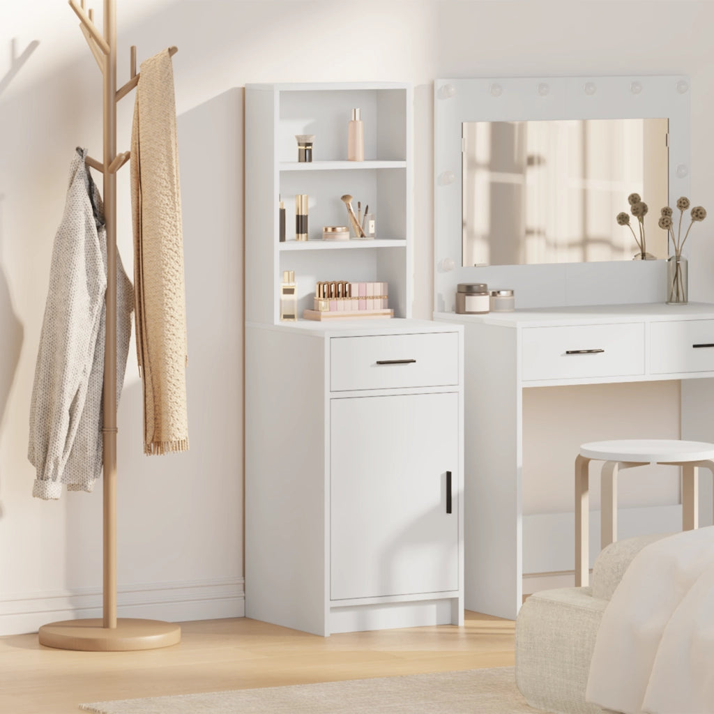 Highboard Bianco 40x41x135 cm in Legno Ingegnerizzato
