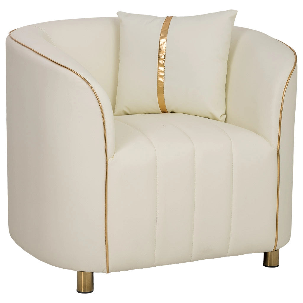 Poltrona in ecopelle beige 88x72x43/76h cm