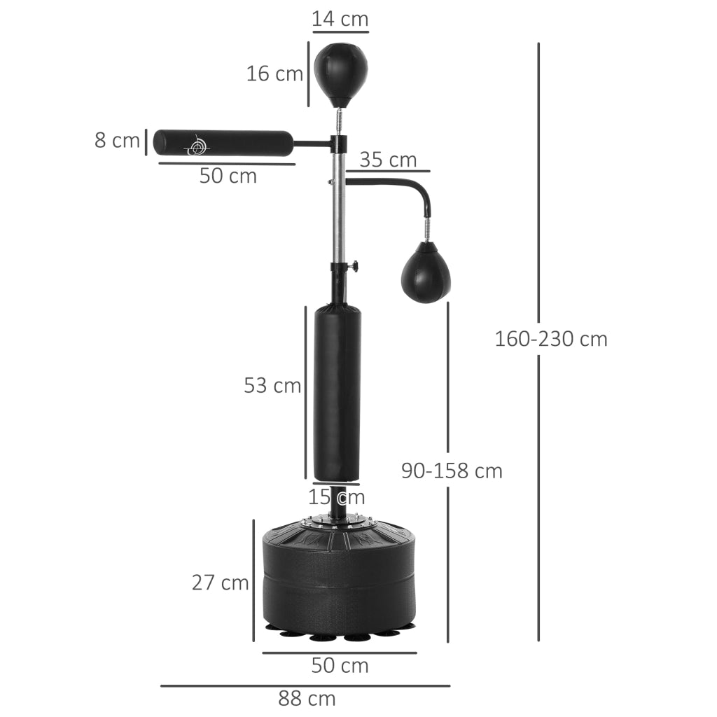 Punchingball da Boxe Regolabile in Altezza 160-230 cm con Speedballe e Reflexstange ¨C zephmum ¨C 360¡ã