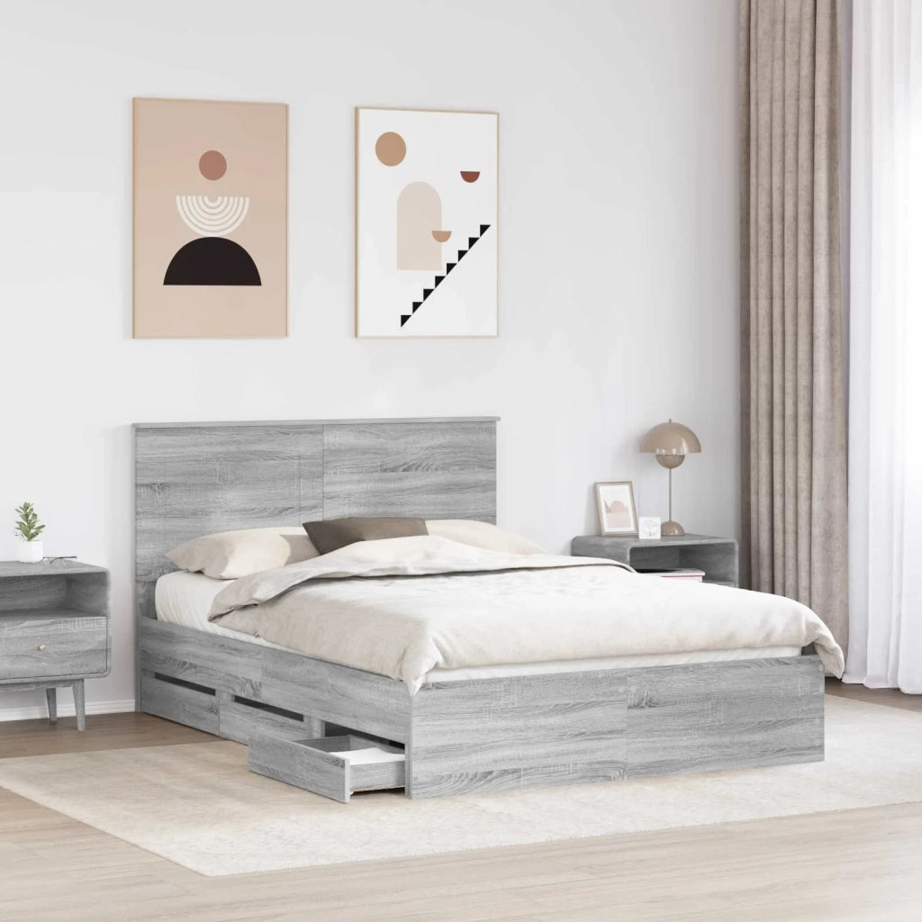 Struttura del letto con cassetto Grigio Sonoma 150 x 200 cm