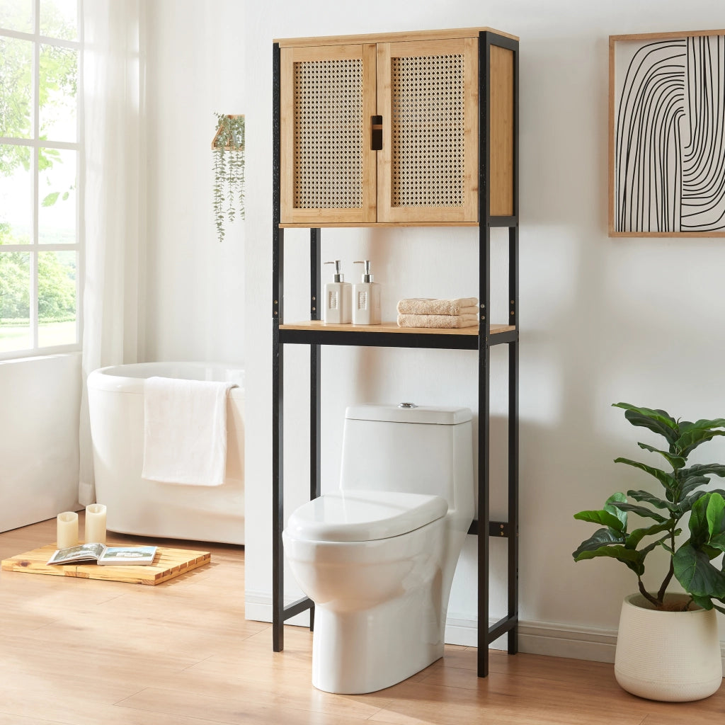 Armadietto Sopra Gabinetto Lavatrice Tervola Mobile Sovrastruttura per Bagno 172x63x27 cm [en.casa]