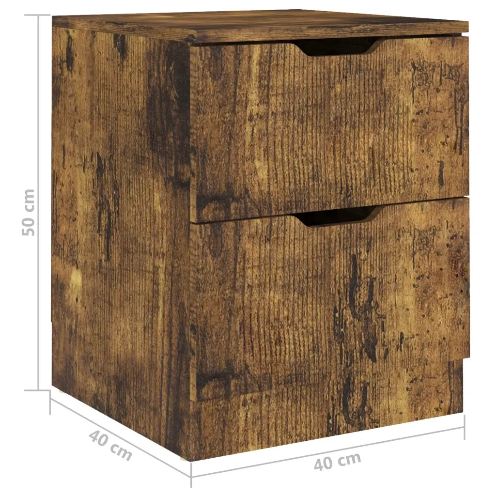Set di 2 Comodini | Armadio da Notte | Mobiletto da notte Rovere Fumo 40x40x50 cm in Legno Multistrato