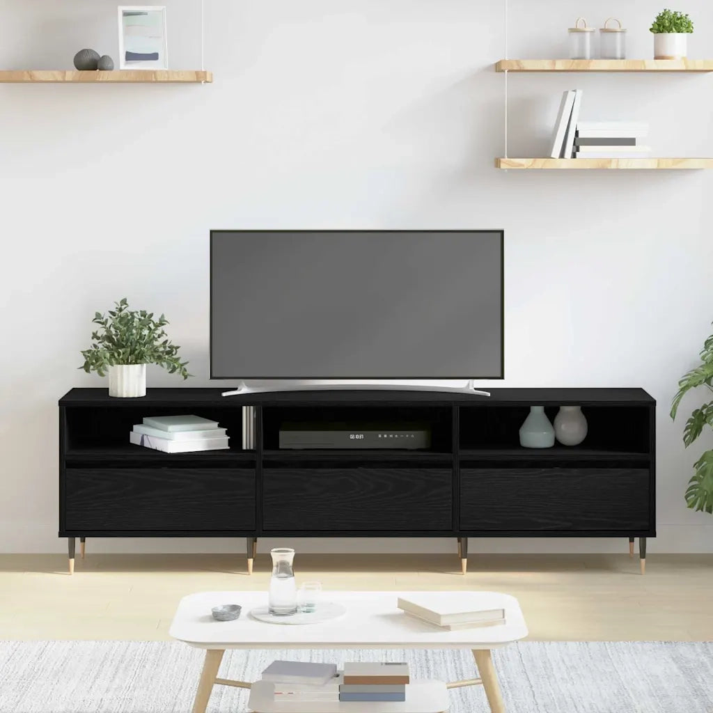 Mobile TV Rovere Nero 150 x 30 x 45 cm Legno multistrato 869075