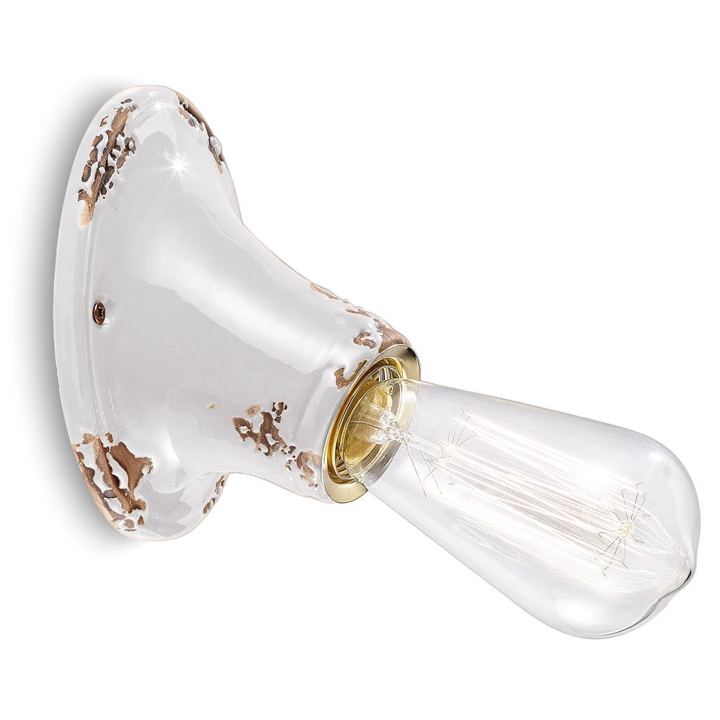 Applique Vintage Senza Diffusore Ceramica Bianco 1 Luce E27