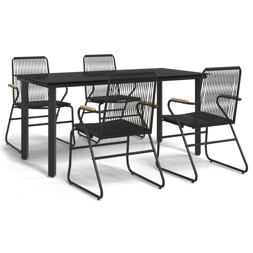 Set da Pranzo da Giardino 5 pz Nero in Rattan PVC 3156572