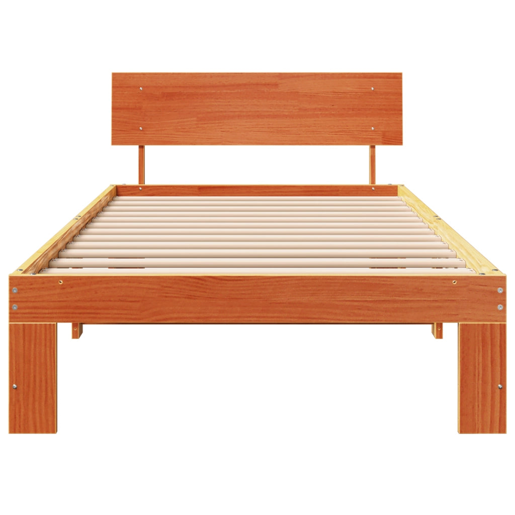Struttura Letto con Testiera Marrone Cerato 80x200 cm Legno Massello di Pino