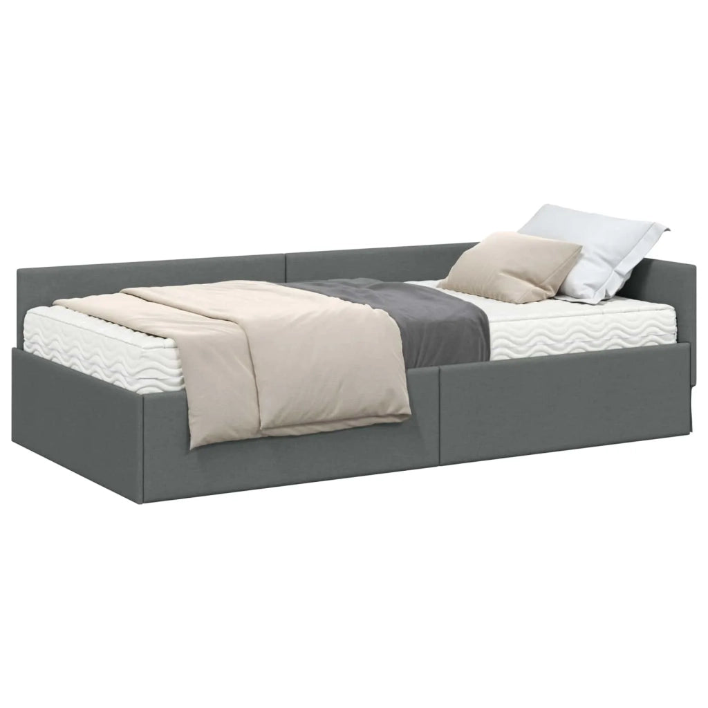 Struttura Letto Angolare con Materasso 2 pz-Giroletto con materasso Grigio Tessuto 374295