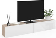 Mueble TV suspendido ELIO 2 puertas madera y blanco 180 cm