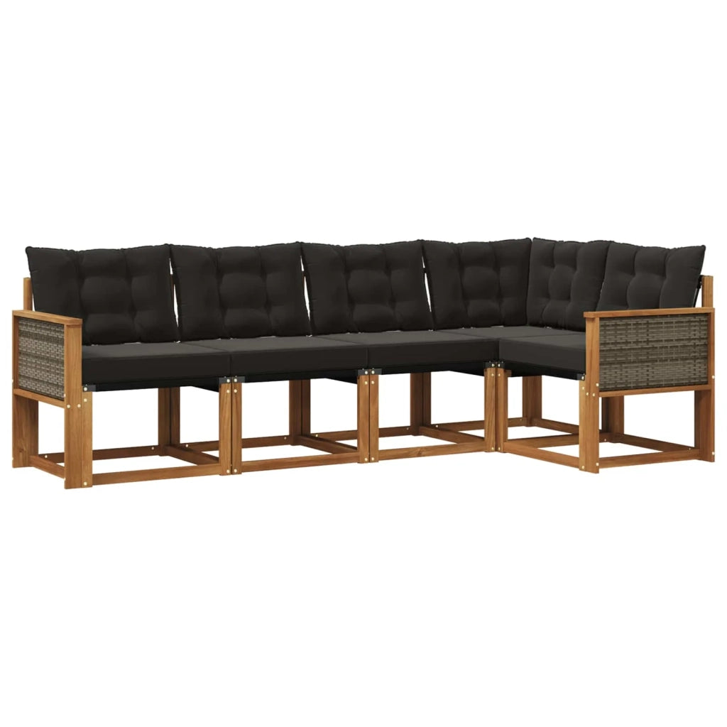 Set di divani da esterno 5 pz Naturale e Nero 3381948