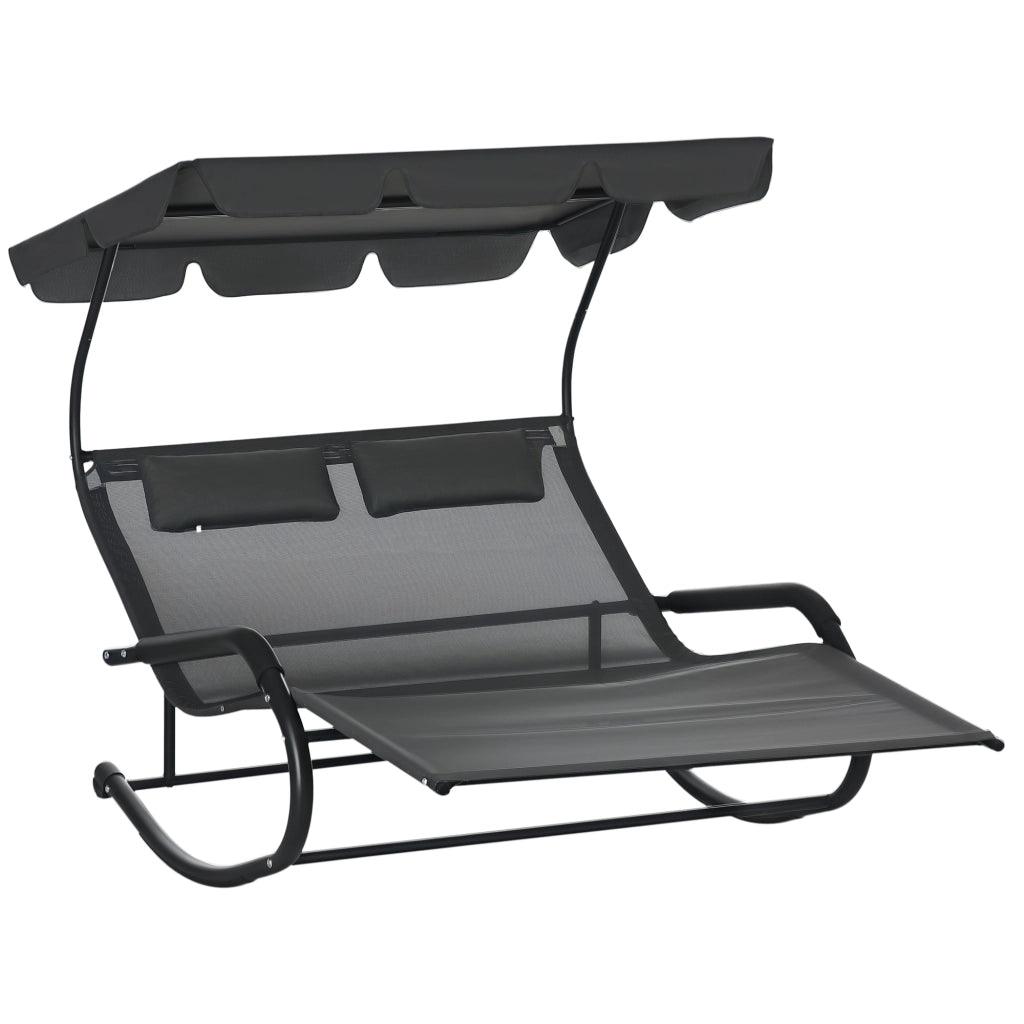 Poltrona chaise longue reclinabile con tetto solare ¨C Zephmum ¨C Nero 200x139x140 cm