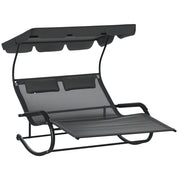 Poltrona chaise longue reclinabile con tetto solare ¨C Zephmum ¨C Nero 200x139x140 cm