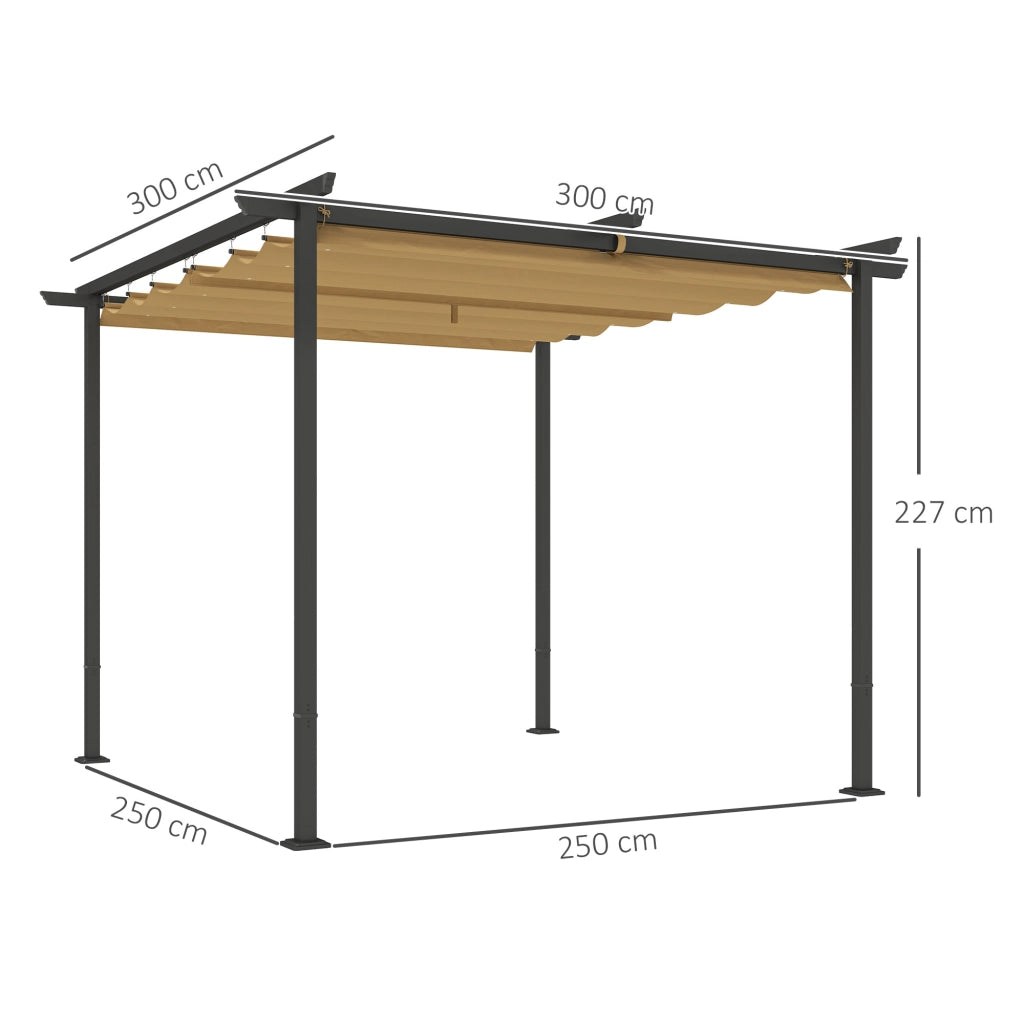 Pergola da giardino con tetto regolabile ¨C zephmum ¨C 3x3 m, beige, metallo