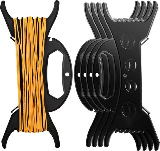 Sistema di organizzazione per cavi in plastica, supporto per bobine di cavi elettrici, 4 pezzi, organizzatore per illuminazione di Natale e elettronica, nero, sistema di archiviazione per cavi