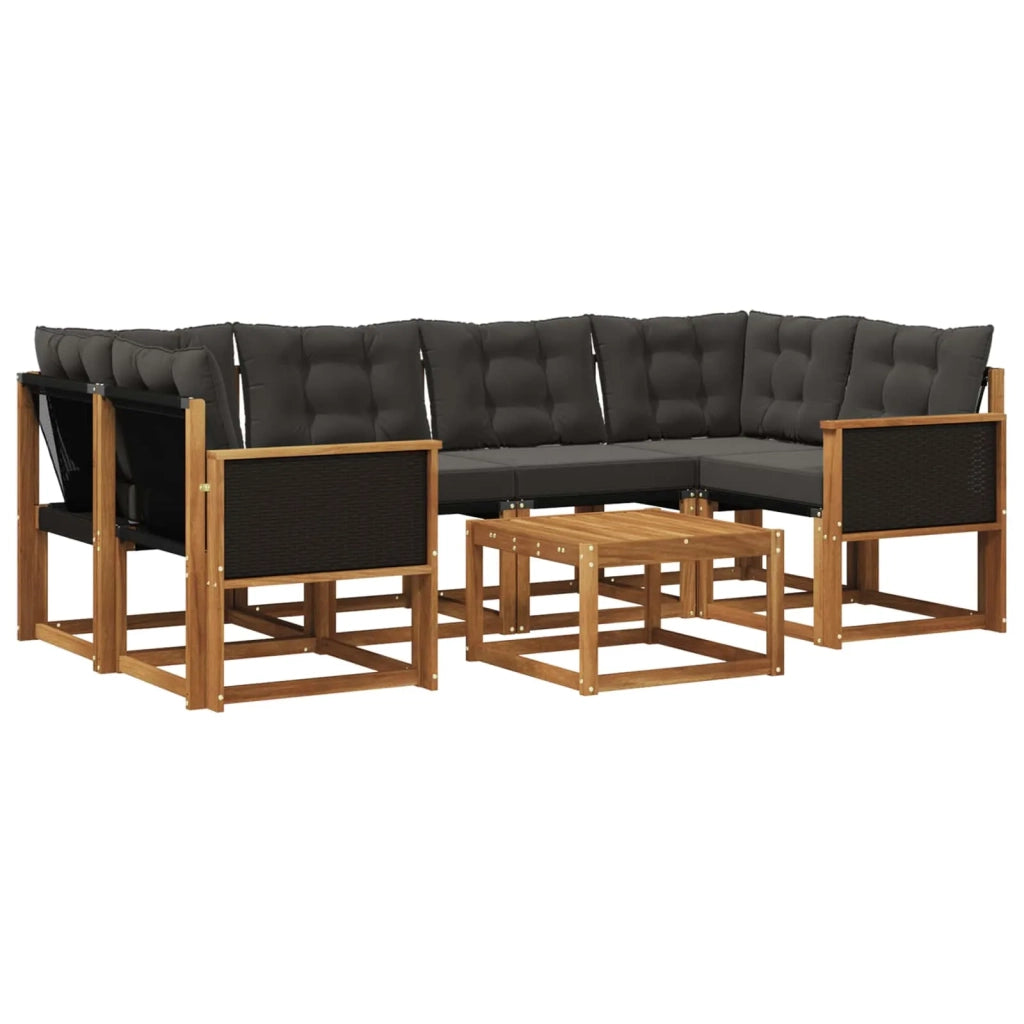 Set di divani da esterno 7 pz Naturale e Nero 3381800