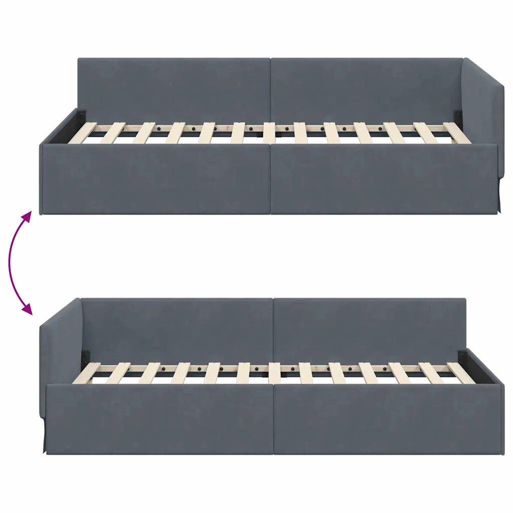 Cornice del letto ad angolo Grigio scuro 100 cm x 200 cm 42016092