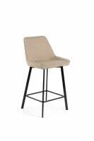 E-STYLO Sgabello da cucina in tessuto beige con gambe nere, imbottito con poggiapiedi, 50cm X 44cm H. 94cm.
