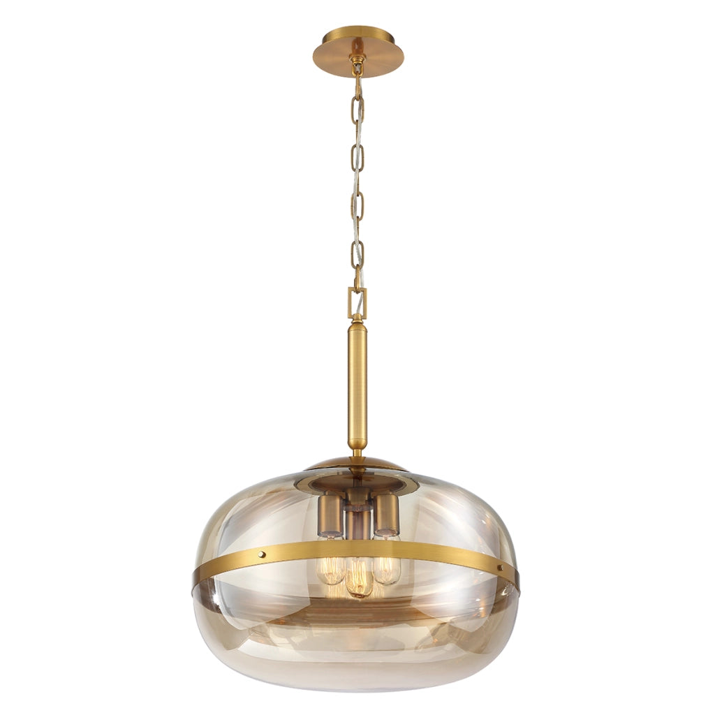Lampada a sospensione Nottingham oro ambra vetro Ø51 3xE27