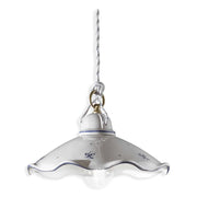 Lampadario Classico Belluno Ceramica E Ottone Decorato Filo Blu 1 Luce E27
