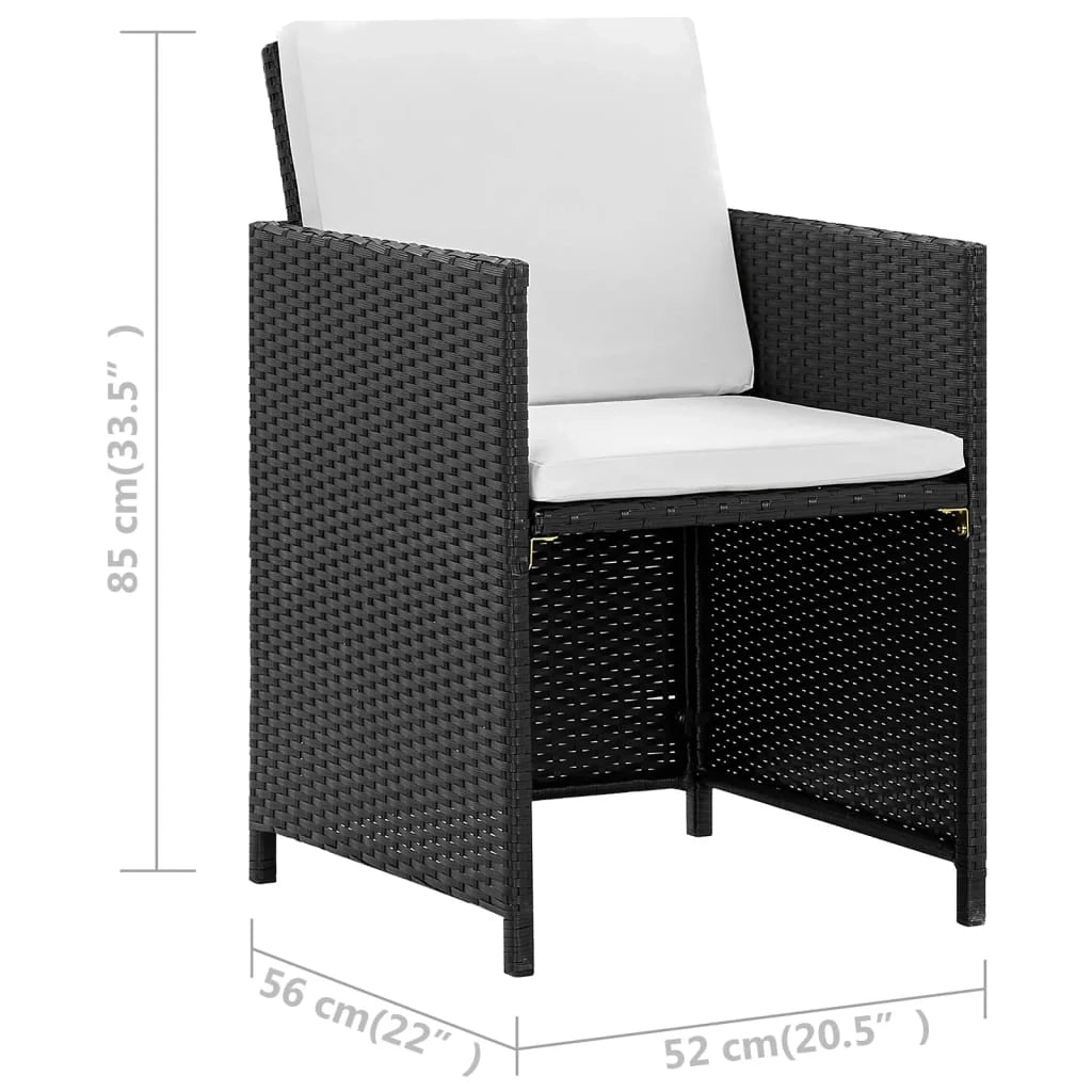 Set di mobili da giardino mobili da esterno set di mobili impilabili da 9 pezzi e cuscino resina intrecciata nera 02_0018331