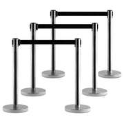 Set di 6 Stampelle di Arresto in Metallo Inossidabile con Striscia di Barriera da 2 m, Nero
