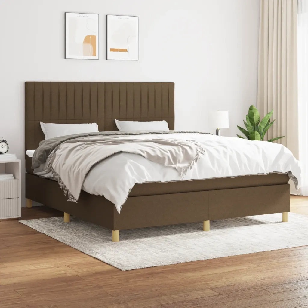 Giroletto a Molle con Materasso Marrone Scuro 180x200cm Tessutocod mxl 123694