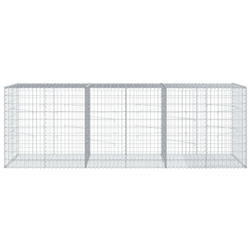 Gabbione recinto a gabbia muro di contenimento con coperchio 300 x 100 x 100 cm ferro zincato argento 02_0040149