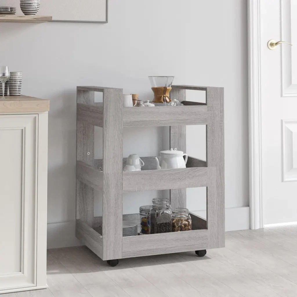 Carrello da Cucina Grigio Sonoma 60x45x80 cm Legno Multistrato CFW7866316