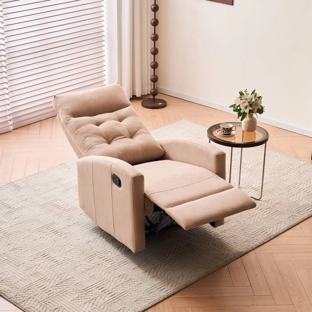 Marvin Poltrona Relax Reclinabile Manuale con Poggiapiedi Solena, Schienale Regolabile Seduta Ergonomica in Tessut Beige