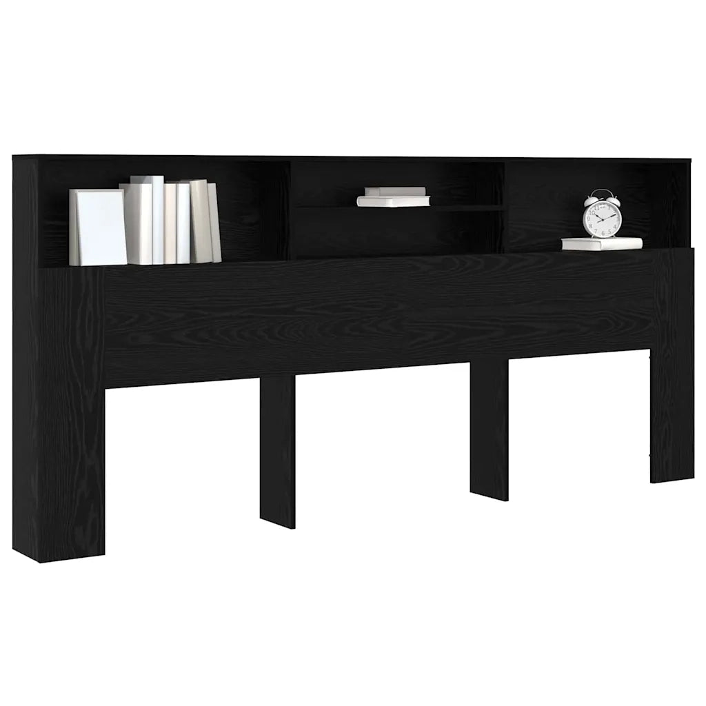 Testata del letto-Testiera con Contenitore Rovere Nero 220 x 19 x 101,5 cm