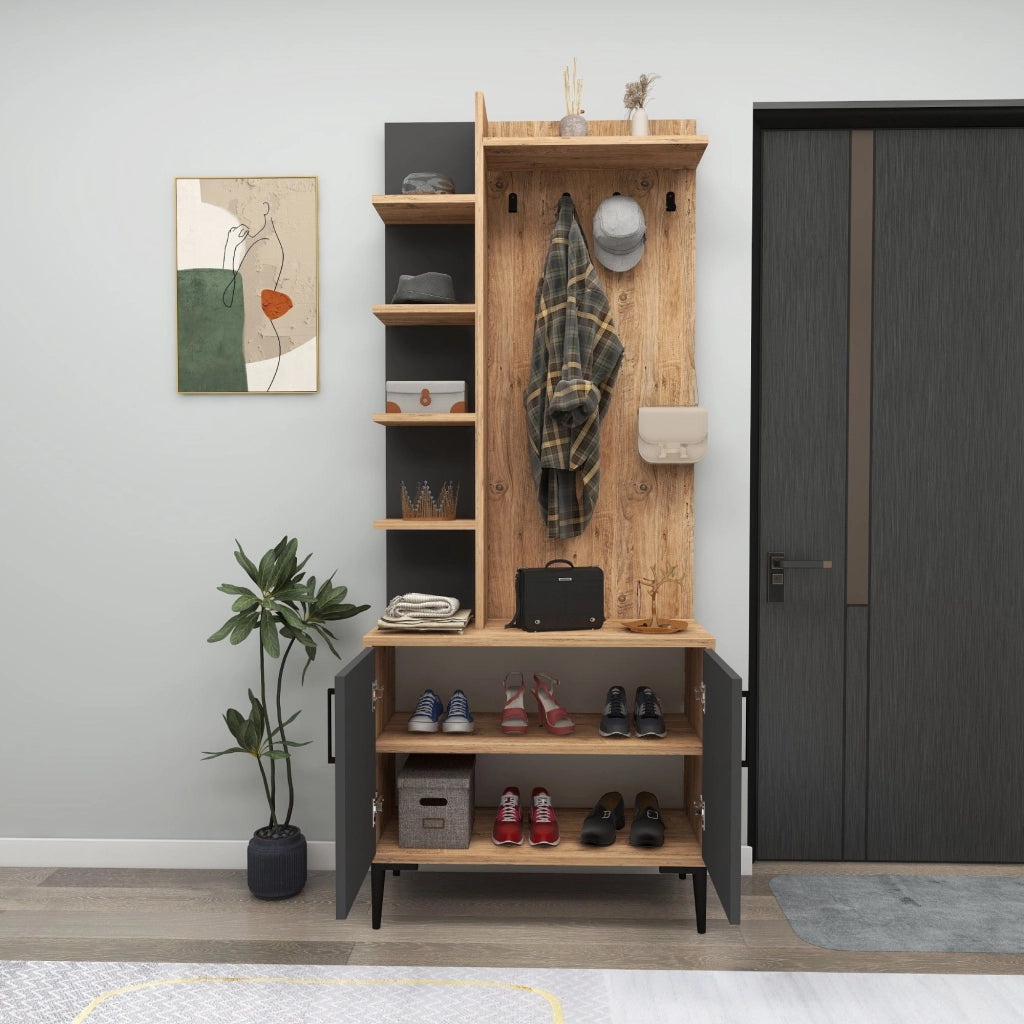 Formigaro, Mobile da Ingresso 6 Paia, 74x33x183h cm Marrone Rovere Nodi