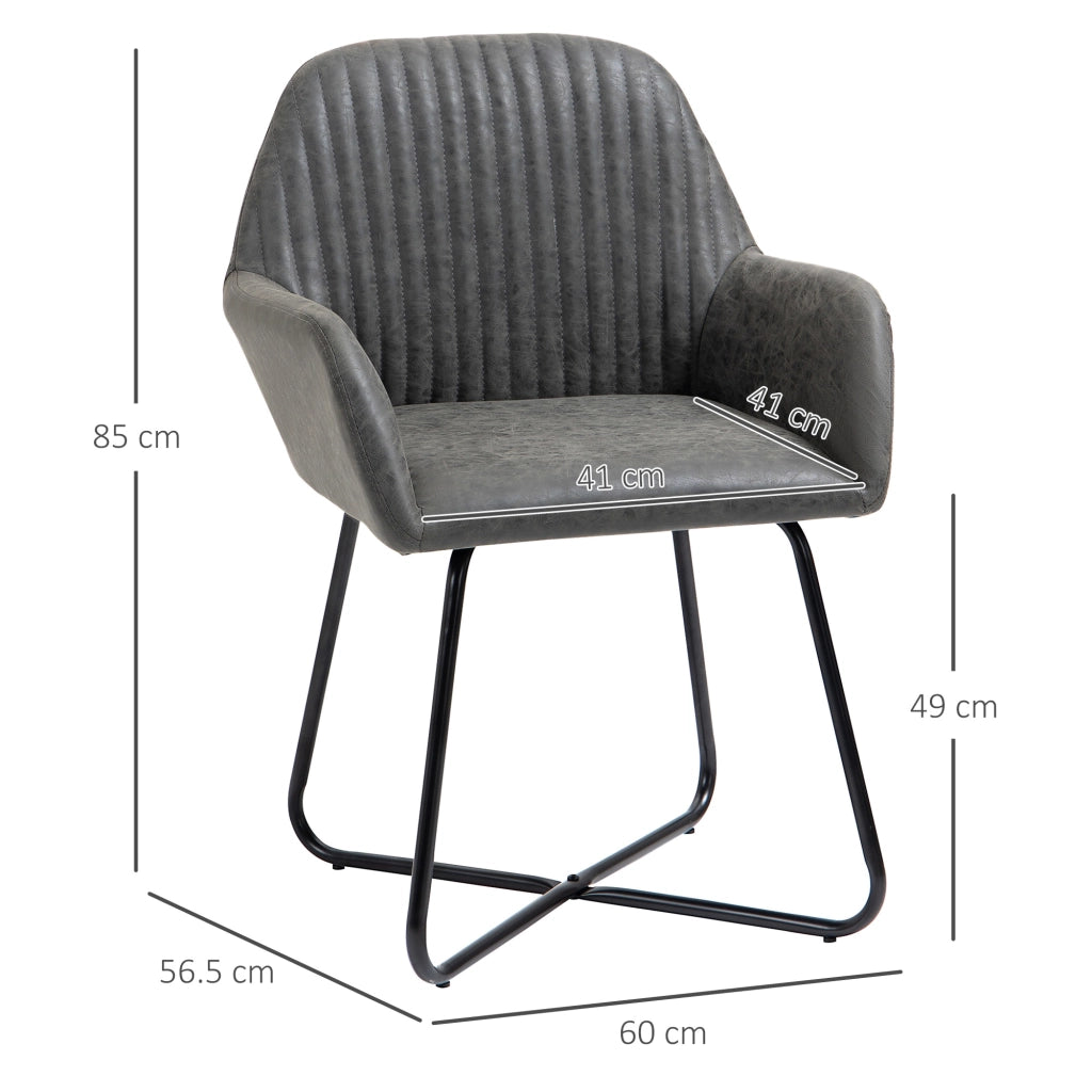 Easycomfort Set 2 Sedie Moderne per Sala da Pranzo, Cucina o Soggiorno, Sedie Imbottite in Similpelle Grigia 60x56.5x85cm