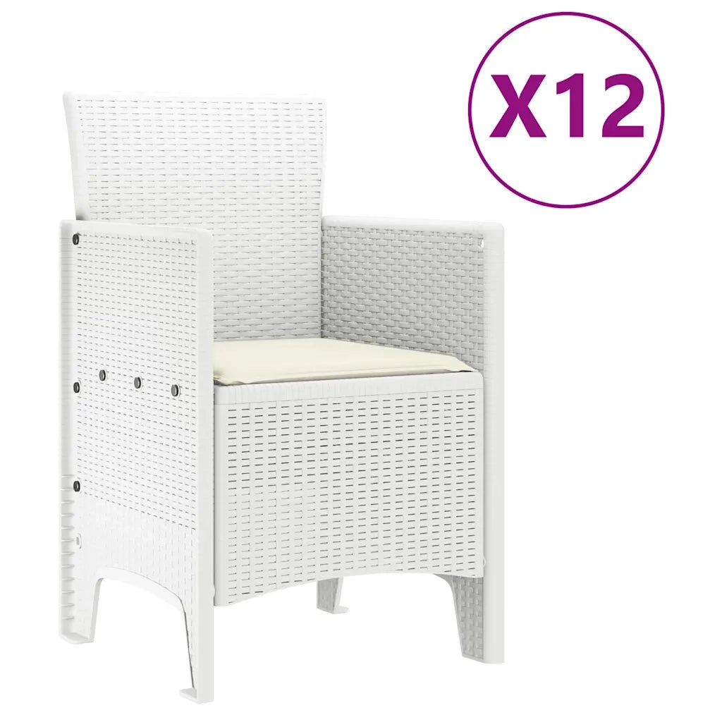 Set da Pranzo per Giardino 13 pcs Bianco Rattan Polt 3378786