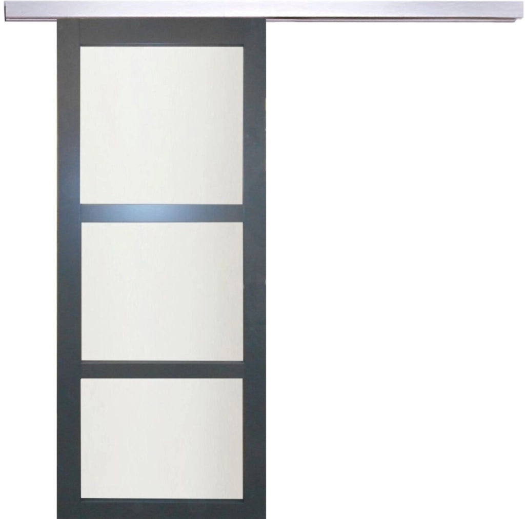 Porta scorrevole rivestita in grigio chiaro 'Blakeria' larghezza 83 + binario in alluminio
