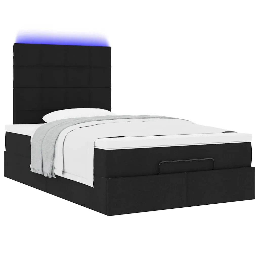 Struttura Letto Pouf con Materasso Nero 120x200 cm in Tessuto 3313998