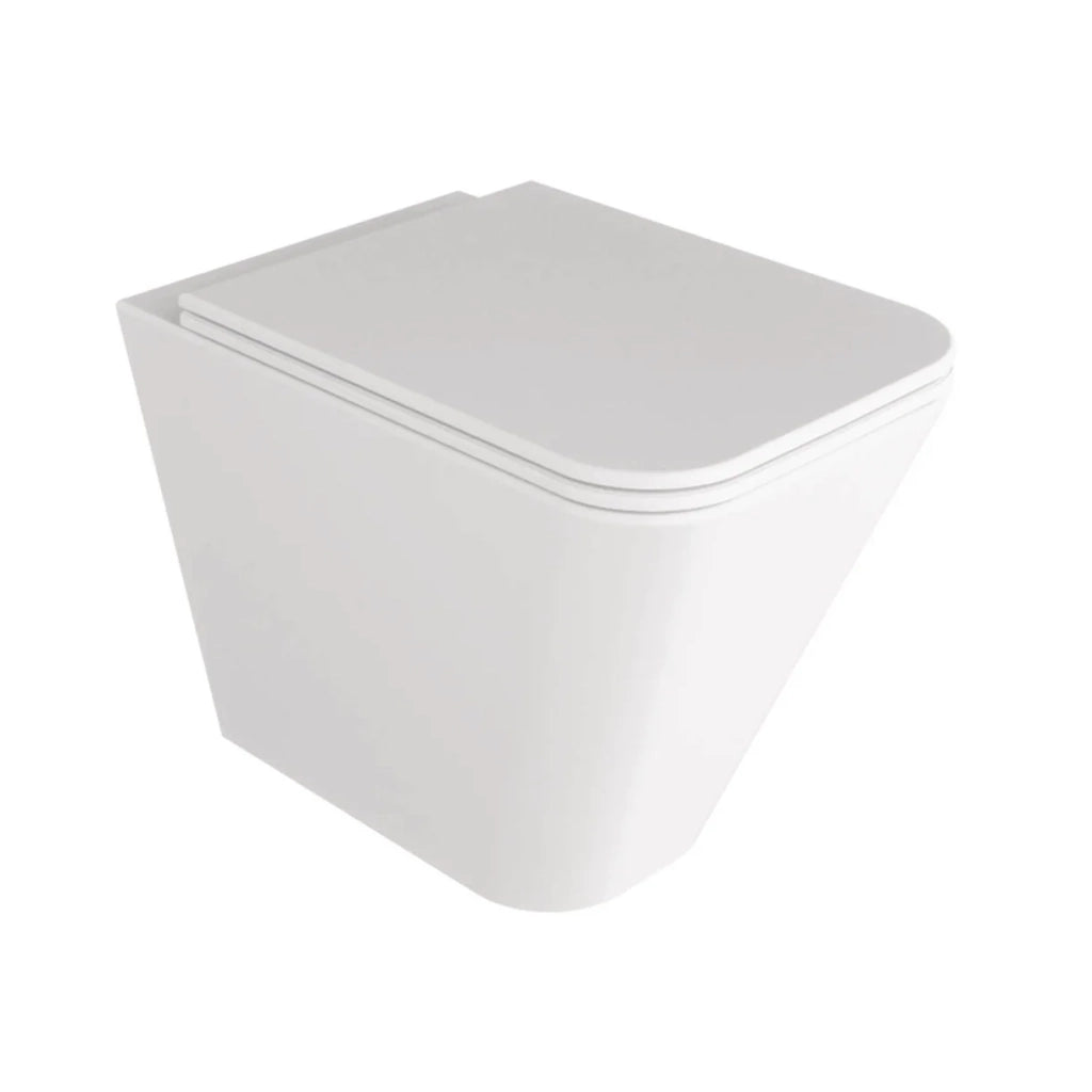 Coppia Di Sanitari Azzurra Ceramica Da Terra Filo Muro Senza Brida Bianco Lucido "Build"
